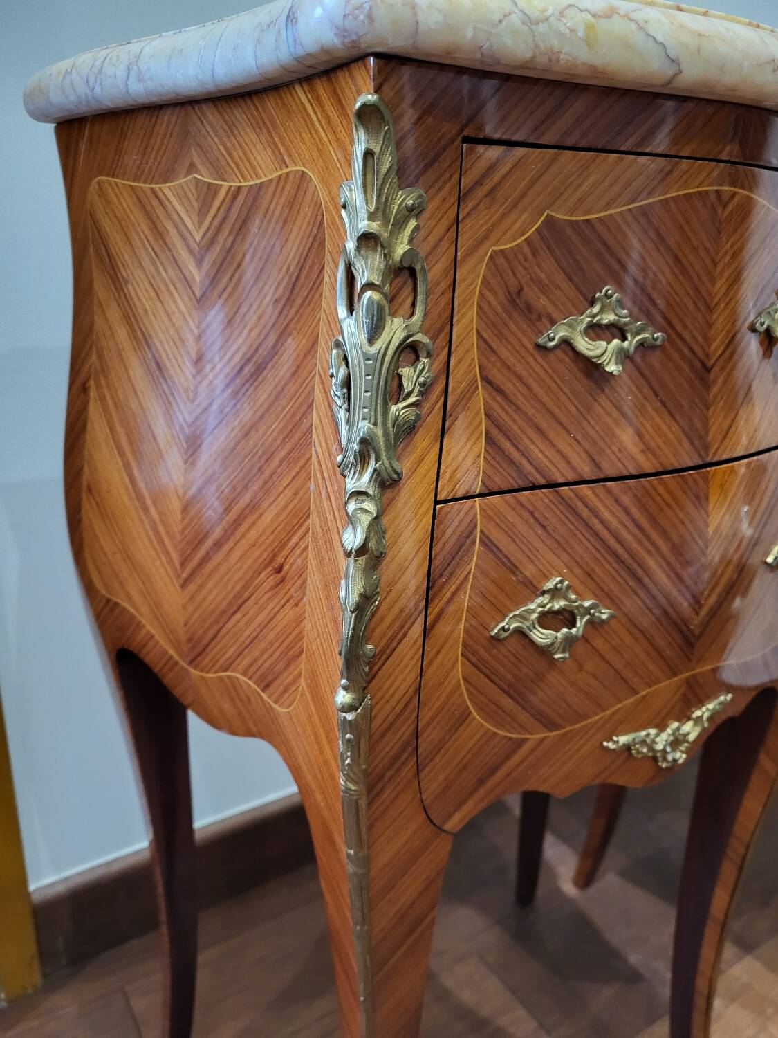 Pair of marquetry bedside tables