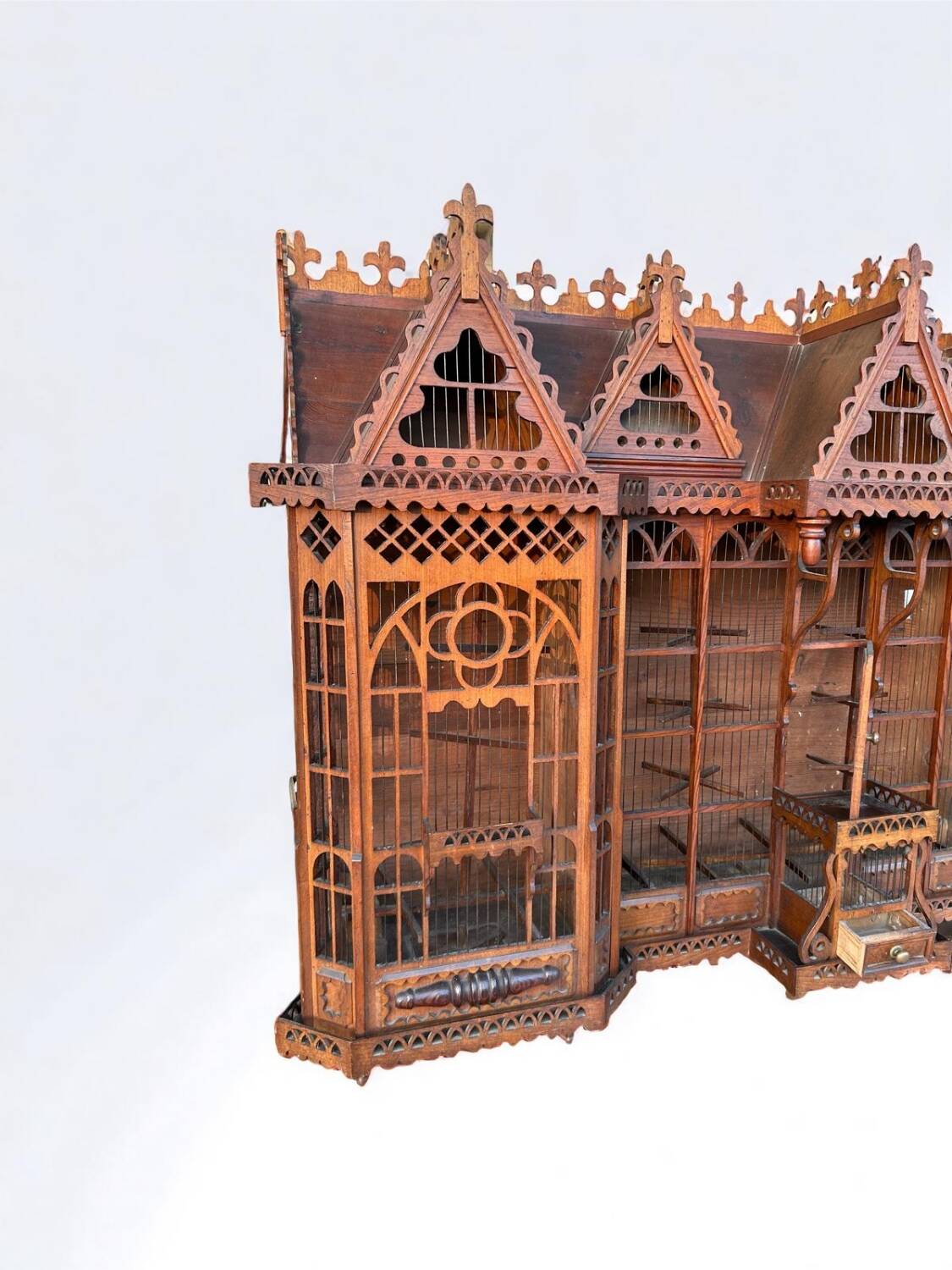 Important bird cage - aviary representing a house early 20th century l 158 cm