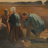 Oil on canvas "Peasants in prayer"