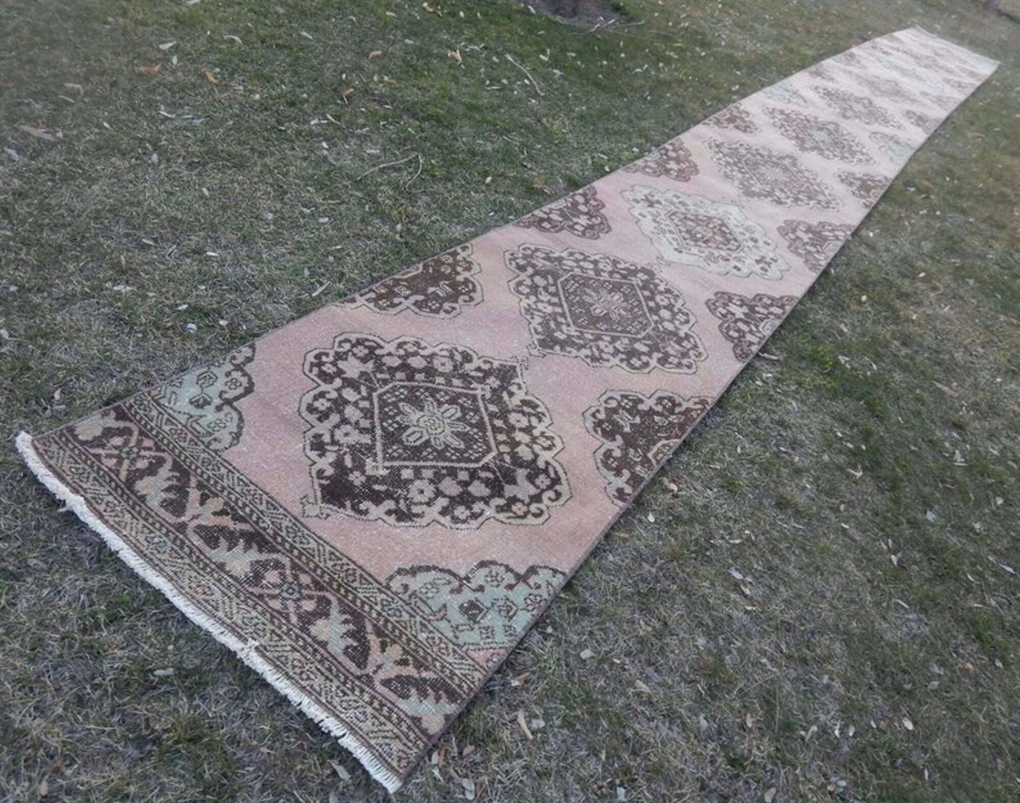 Vintage Turkish hallway rug 80x775 cm