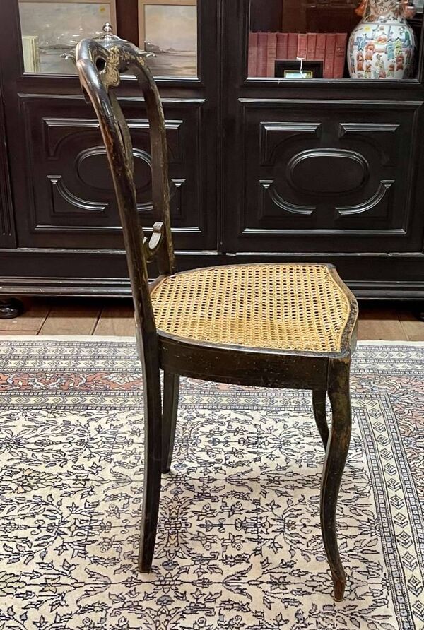 Chaise Napoléon III en bois noirci