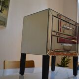 table de chevet miroirs biseautés style hollywood regency