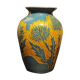 Vase balustre à décor de chardons jaune et bleu