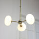 Mid-century brass and opaline glass chandelier
