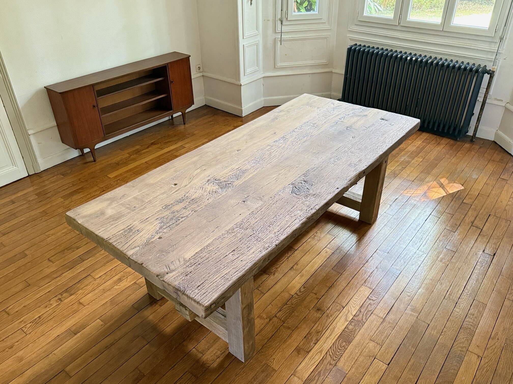Farmhouse table in thick old solid oak - Dimensions 225x100 cm