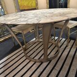 Marble and cast aluminum table by Michèle Charron, 1970