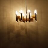 Sciolari brass and glass 8 arm chandelier, 1970s