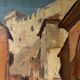 Scène de rue devant château, huile sur toile