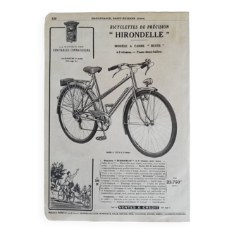 Affiche bicyclette Hirondelle 1953 modèle « à cadre mixte