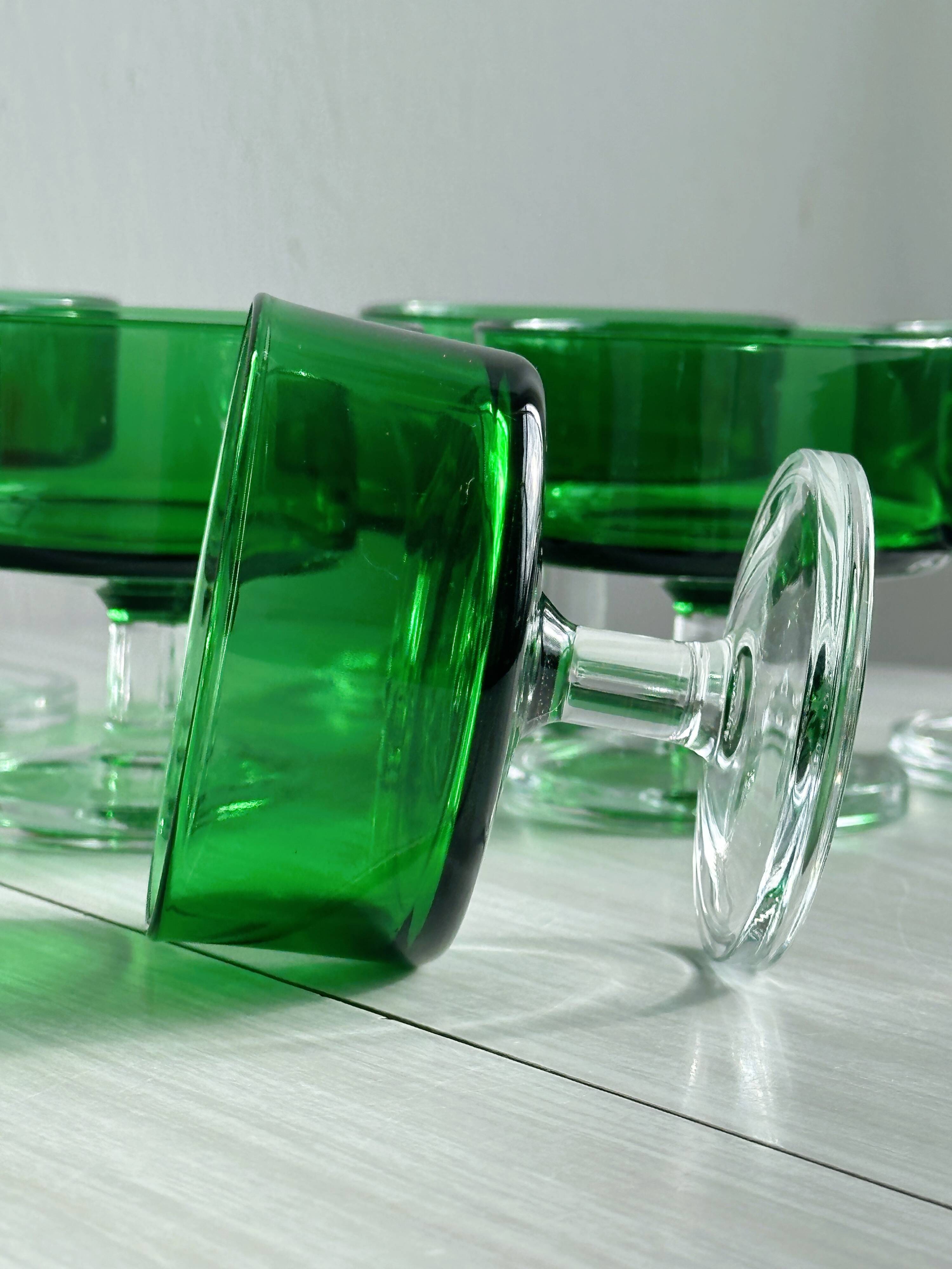 Lot de 6 coupes à dessert en verre vert émeraude
