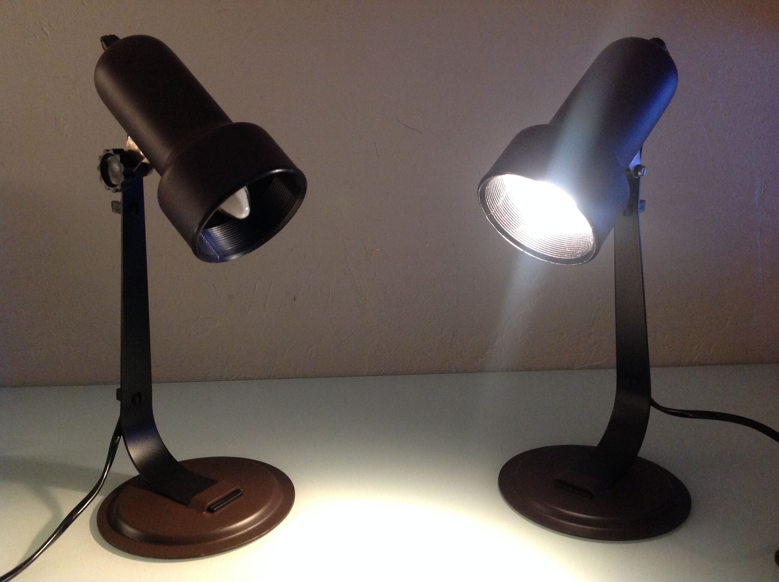 Pair of bedside lamps Metal vintage 70s spots