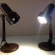 Paire de lampes de chevets spots en métal vintage années 70