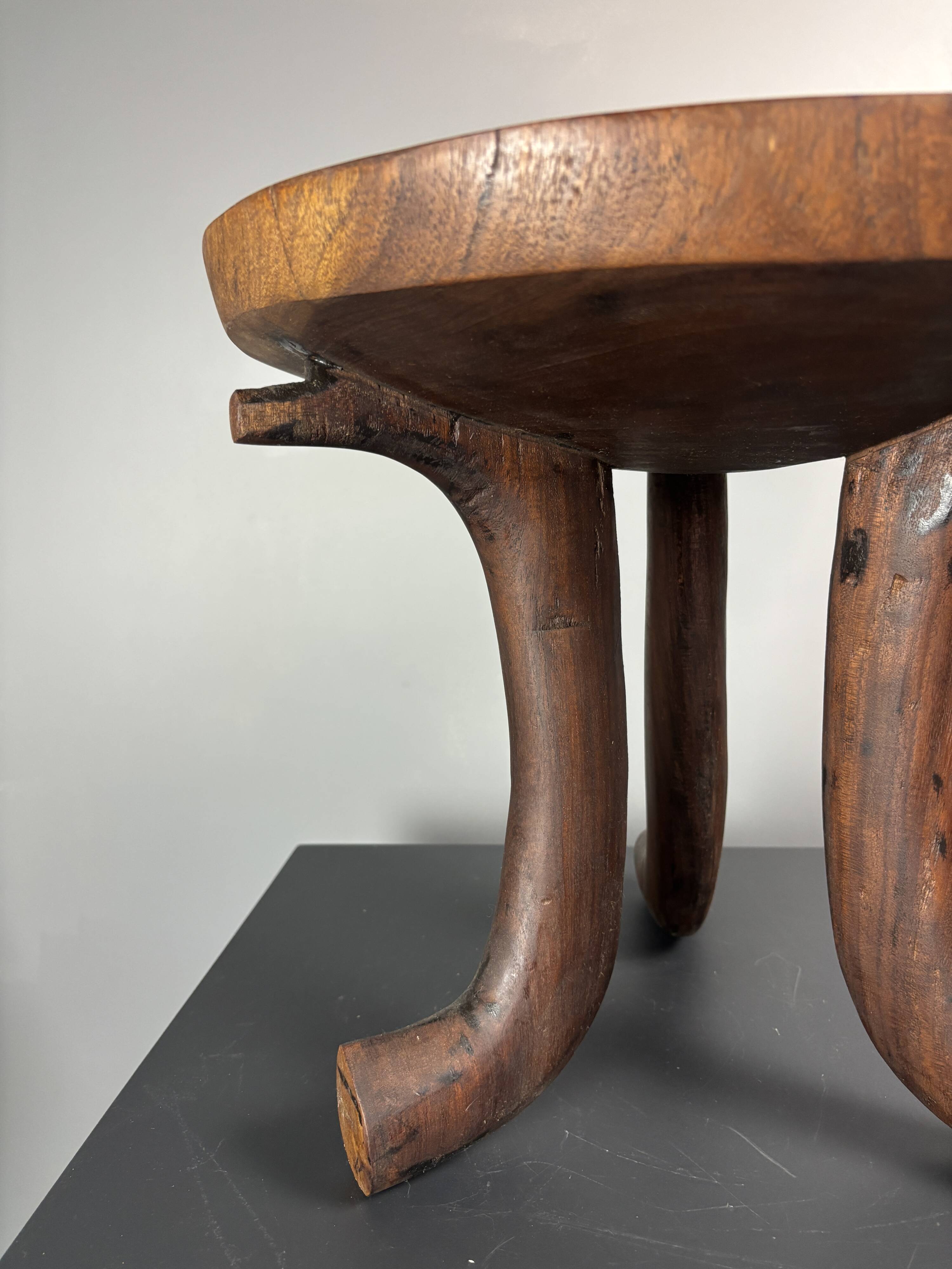 Handmade midcentury African tribal Jimma or Oromo tripod stool side table