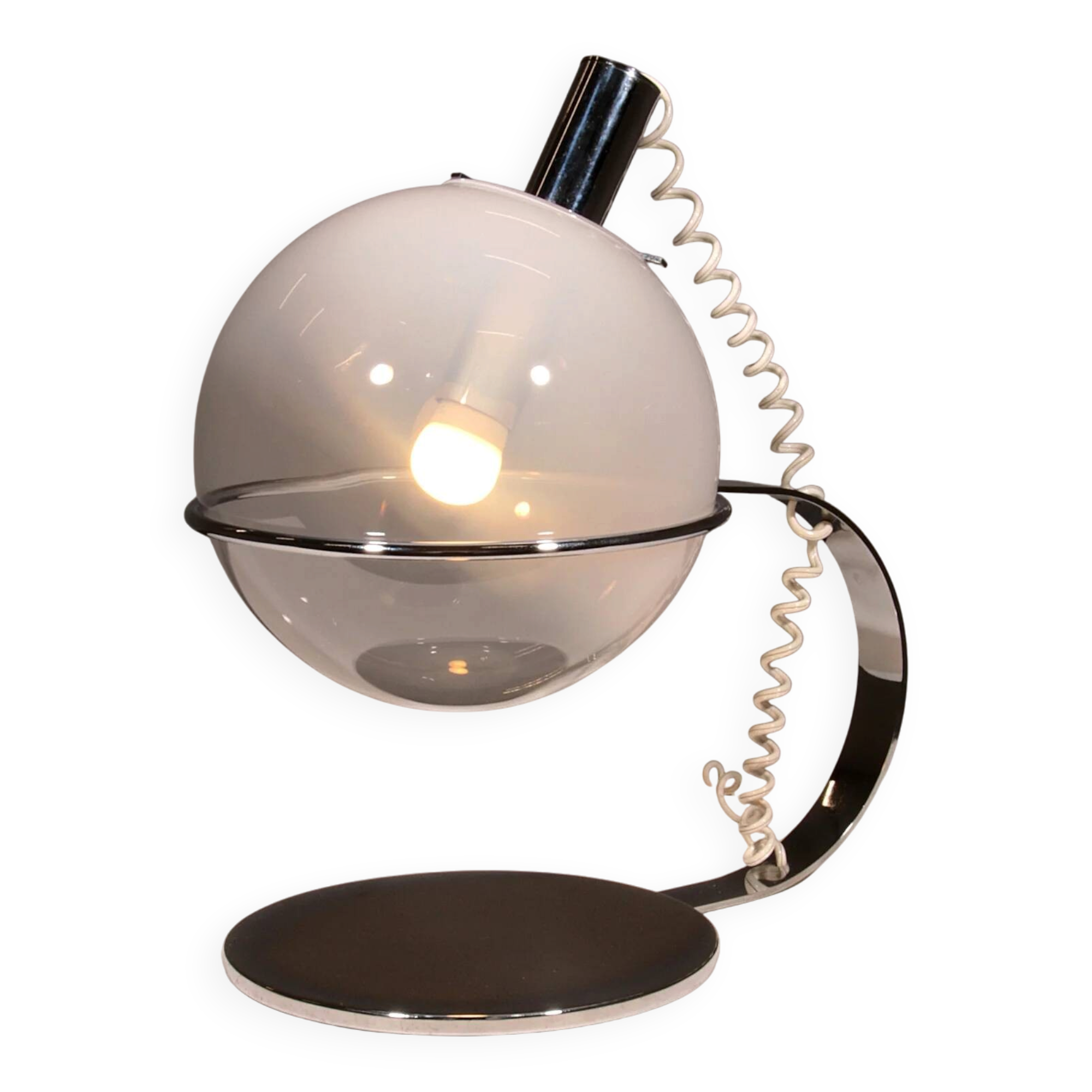 Italian design chrome and glass table lamp, 1960