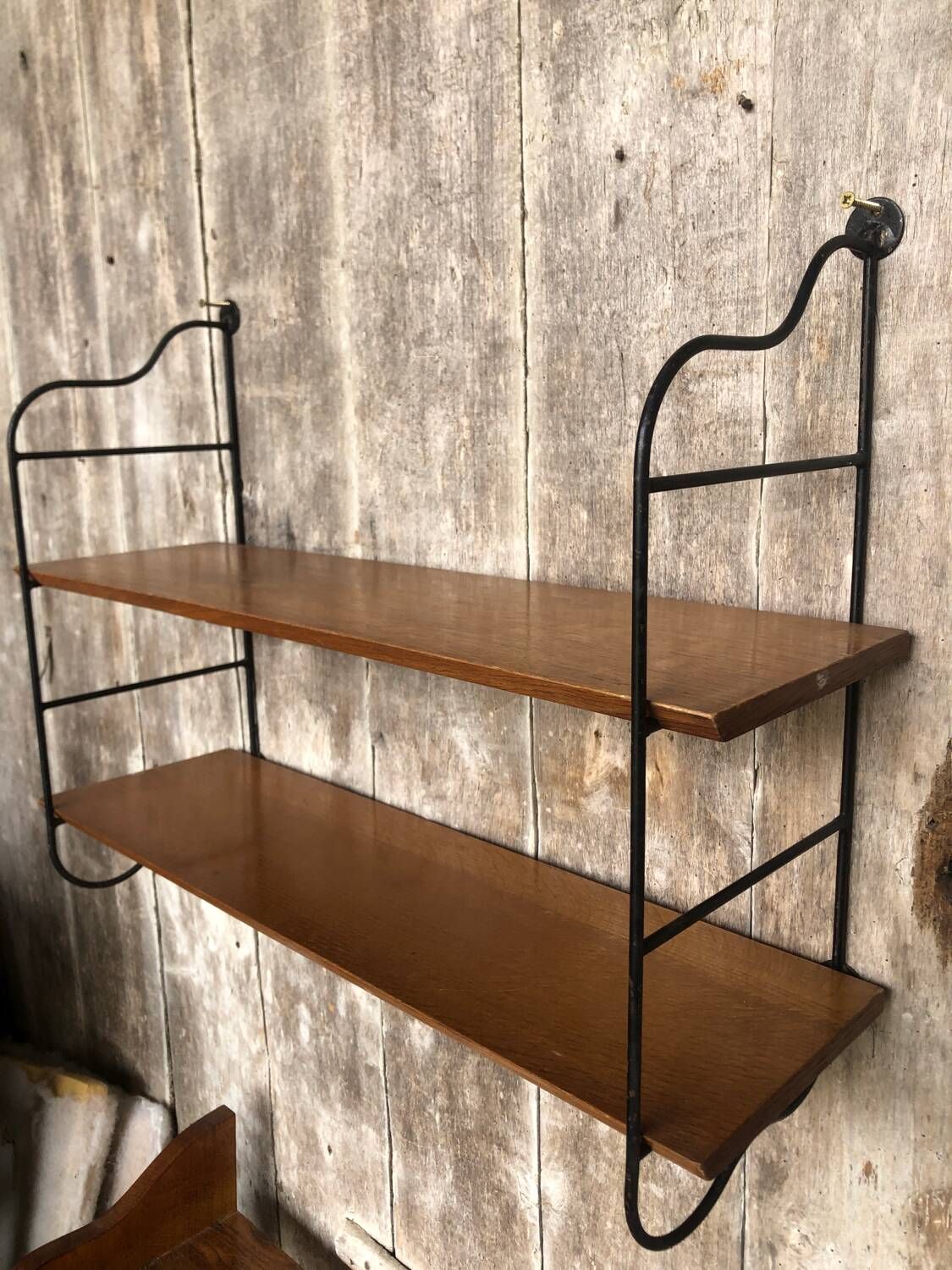 Old tomado modular wall shelf black metal + vintage wood