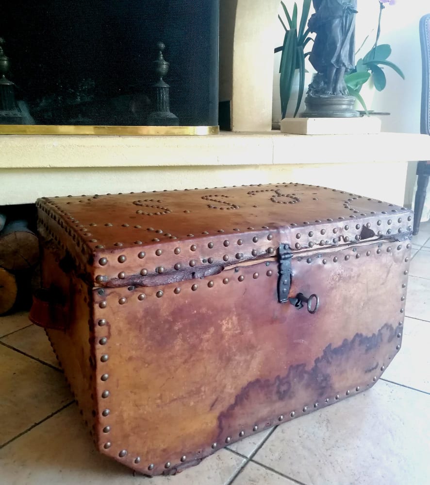 19th century leather chest