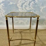 Small side table with a smoked glass top, Hollywood Regency.