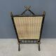Antique black and gold faux bamboo fireplace screen