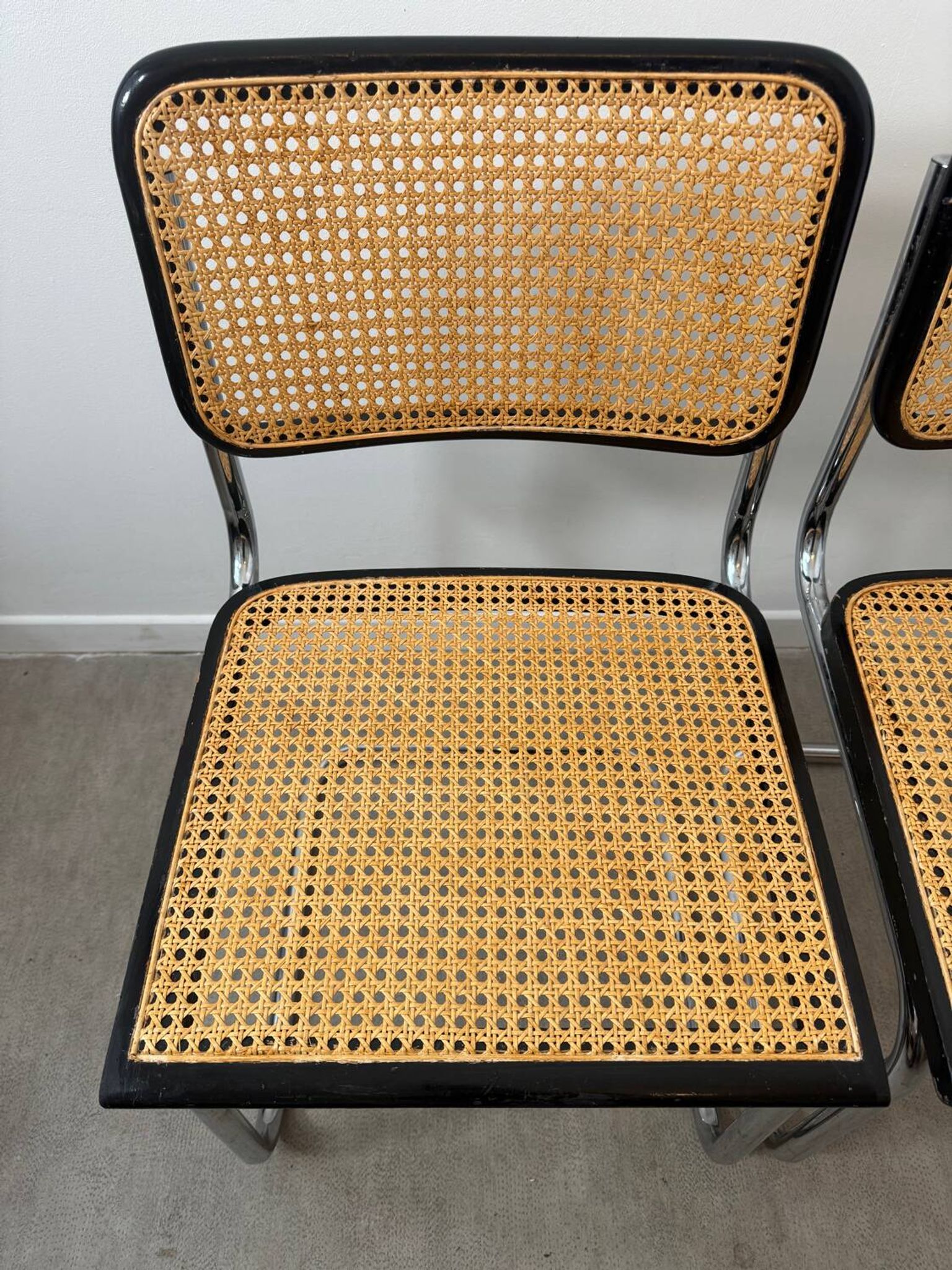 Pair of Marcel Breuer Cesca chairs made in Italy.