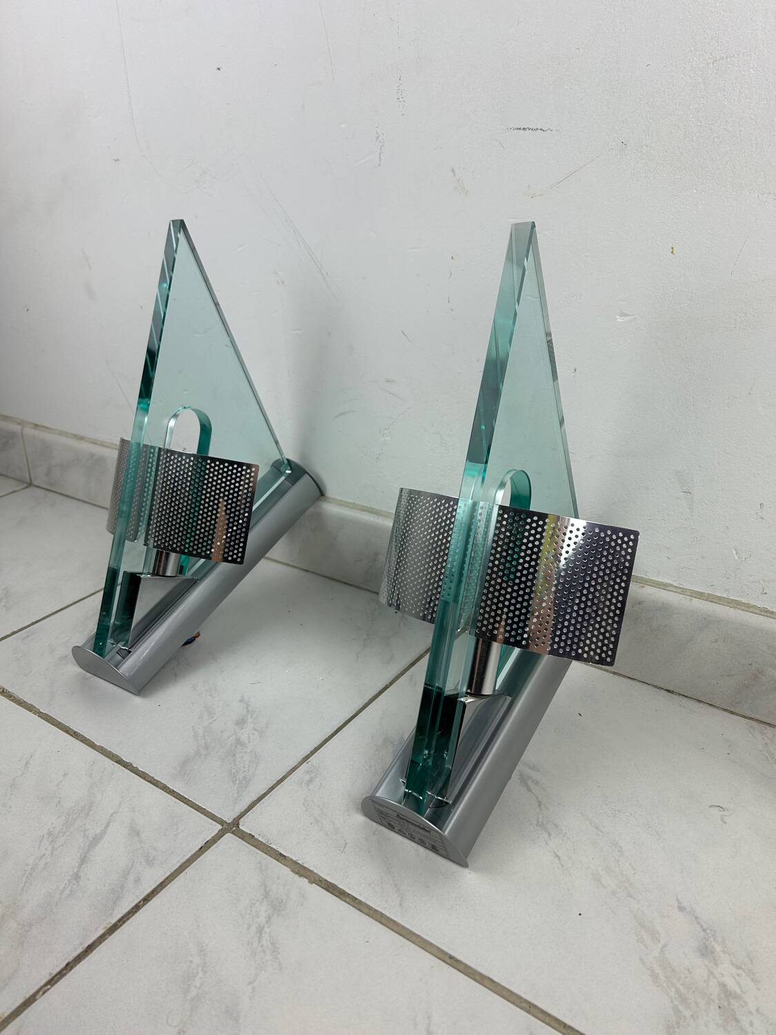 Vintage set Icaro wall lamps Carlo Forcolini Artemide