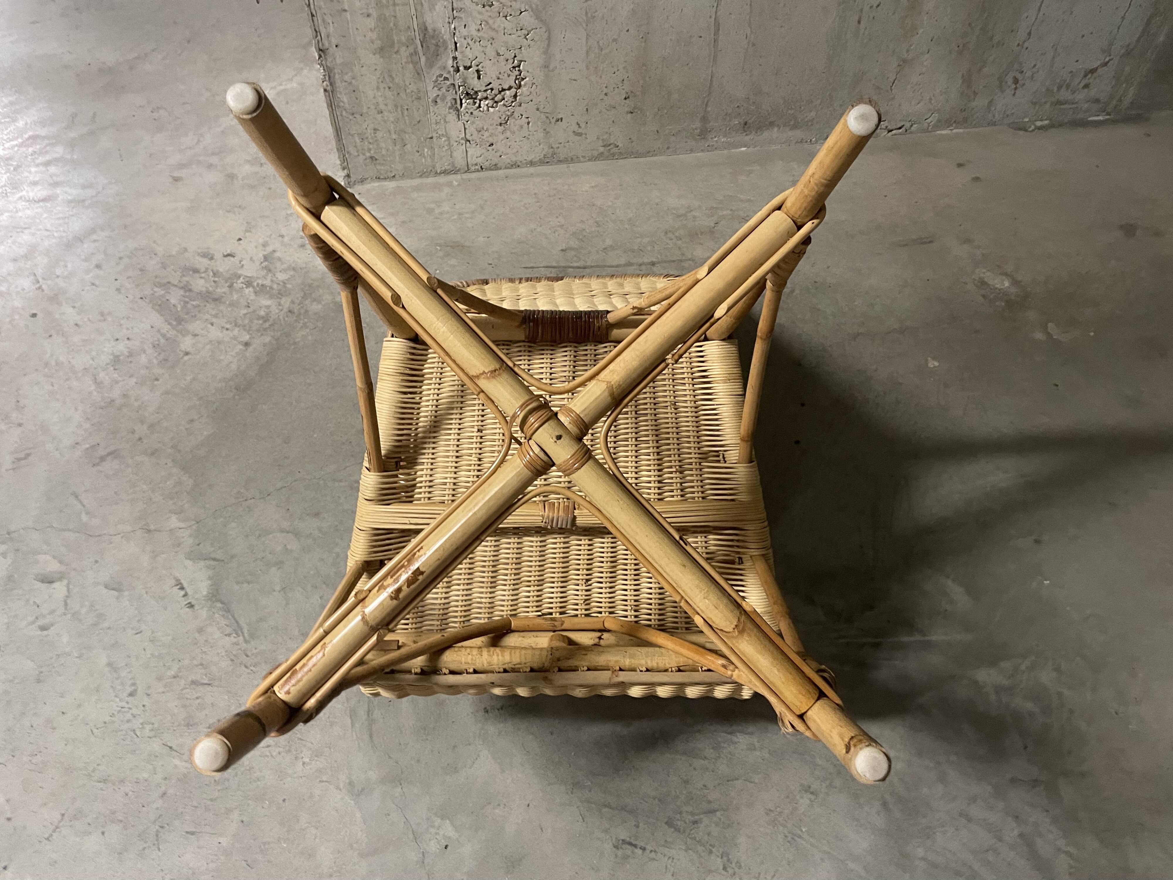 Rattan and wicker armchair from the 1970s.