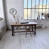 Farm table with turned legs, made of pine and birch, 180cm.