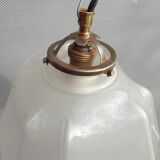 Art Deco white glass draped translucent hanging lamp