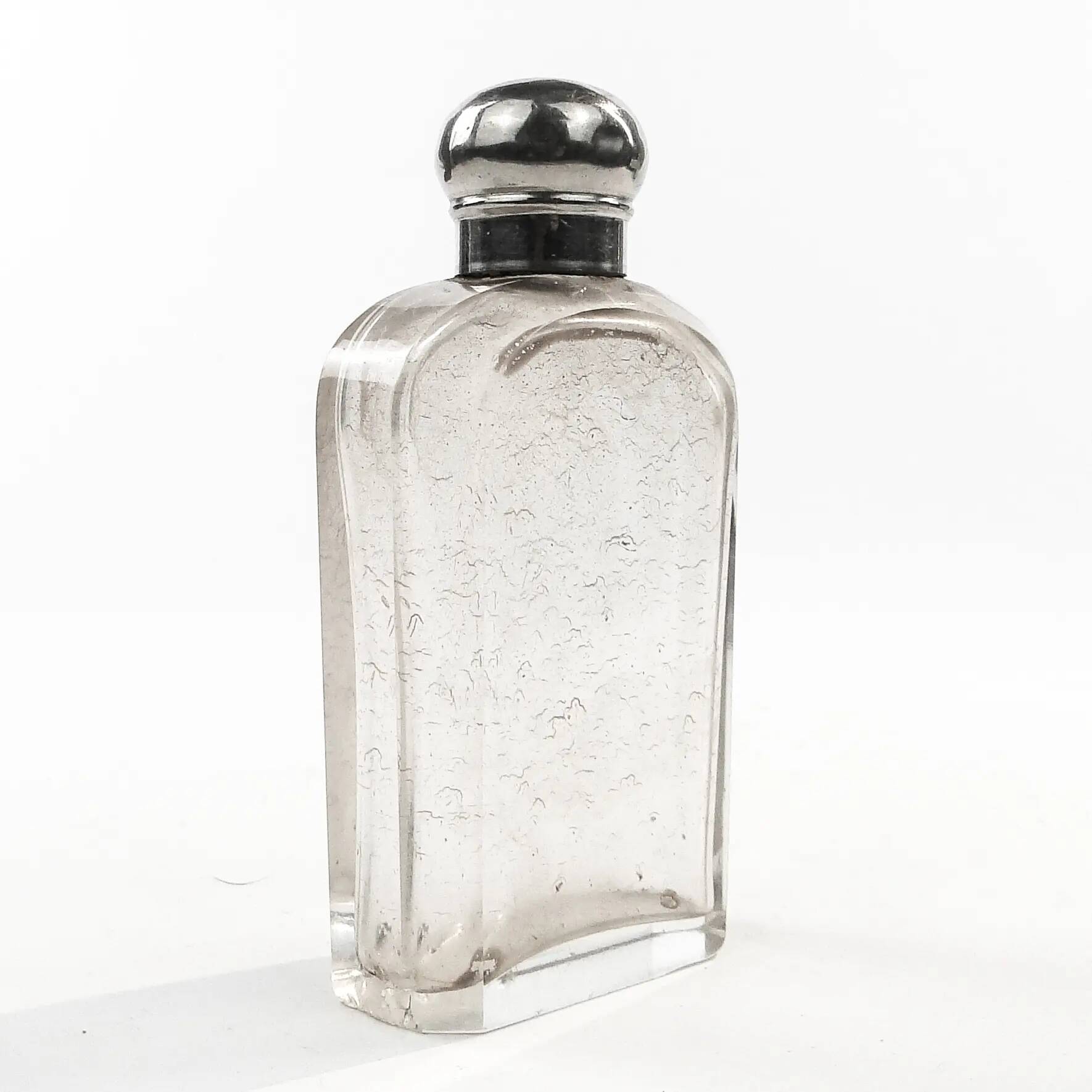 Art Deco hip flask, crystal, France, 1930s
