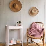 Small renovated Art Deco console in nude colour.