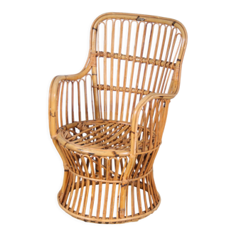 Fauteuil en rotin des Pays-Bas, 1950s