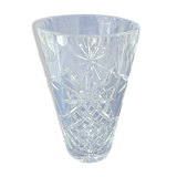 Conical carved crystal vase