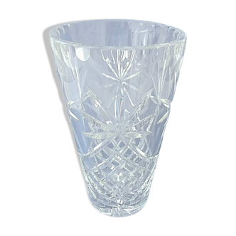 Conical carved crystal vase