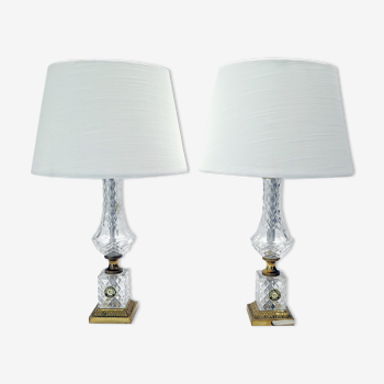 Pair of neo-classical table lamps cristal d'albret