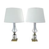Paire de lampes de table néo-classique cristal d'albret