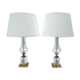 Pair of neo-classical table lamps cristal d'albret