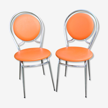 Paire de chaises vintages oranges
