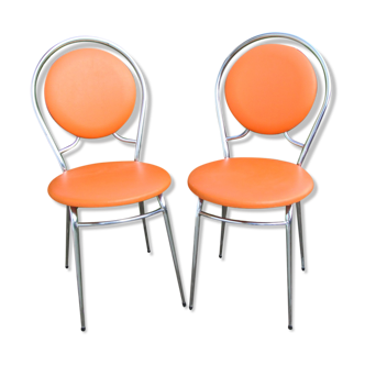 Paire de chaises vintages oranges