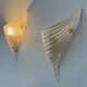 Pair of vintage pressed molded wall sconces, Murano glass, Italy, 1980