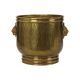 Large Hammered Brass Jardinière/Planter with Lion Heads