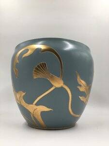 Large Art Deco Turquoise Cache Pot, 1890s