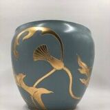 Large Art Deco Turquoise Cache Pot, 1890s