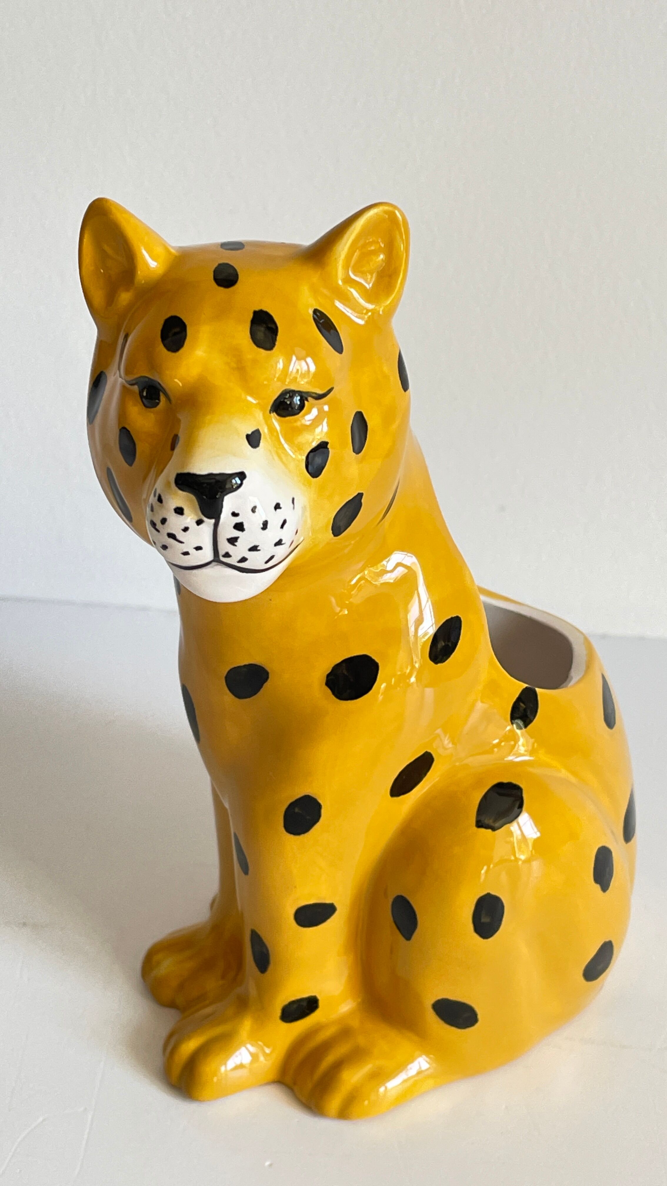 Pot leopard ceramic cache vintage