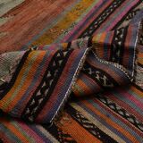 Tapis Kilim Anatolien Vintage – Rayures Ethniques, Tissé Main , 176x242 Cm