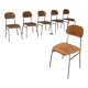 Set of 6 Czech school chairs from the 60s