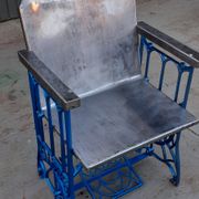 Electric blue metal armchair