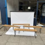 Industrial Bench Hairpin Legs Scaffolding Wood Midcentury Modern 1980s