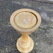 Sellette ronde pied central en marbre albâtre sculpté 52cm