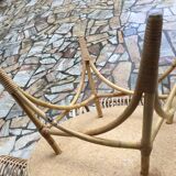 Lounge or garden table and 4 vintage wicker and rattan chairs 60s