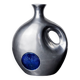 Biomorphic vase by Art3, aluminum and blue glazed ceramic, Spain, 1980