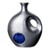Biomorphic vase by Art3, aluminum and blue glazed ceramic, Spain, 1980